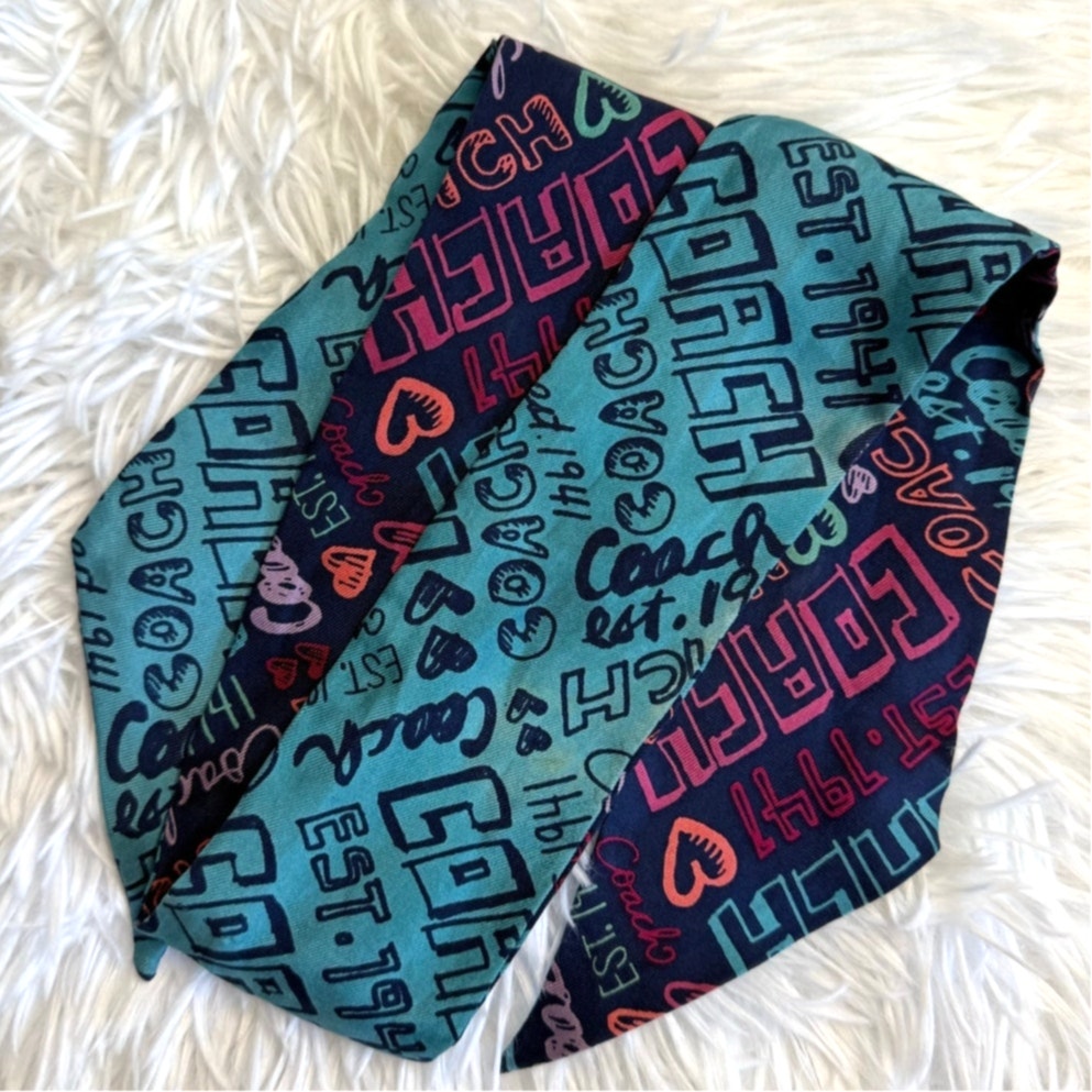COACH Poppy Blue Silk Bag Scarf