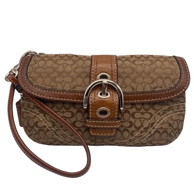 COACH Brown Signature Canvas Wristlet