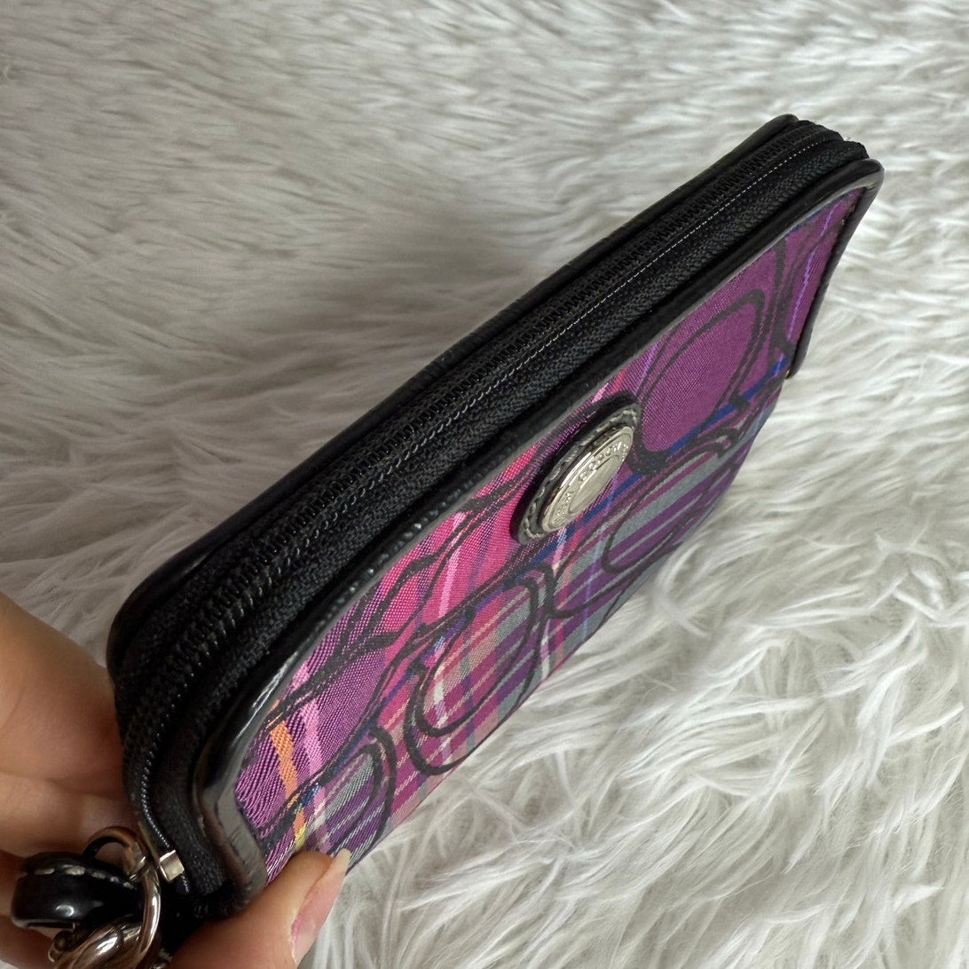 COACH y2k Signature Black and Hot Pink Canvas Wallet Wristlet