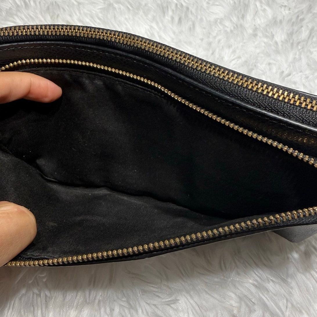 Coach Black Brown Coated Canvas Wristlet