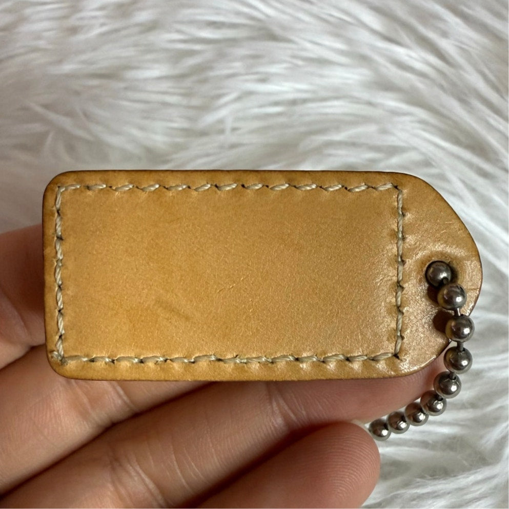 1.5" y2k COACH Blue Tan Fob Bag Charm Hang tag Hangtag
