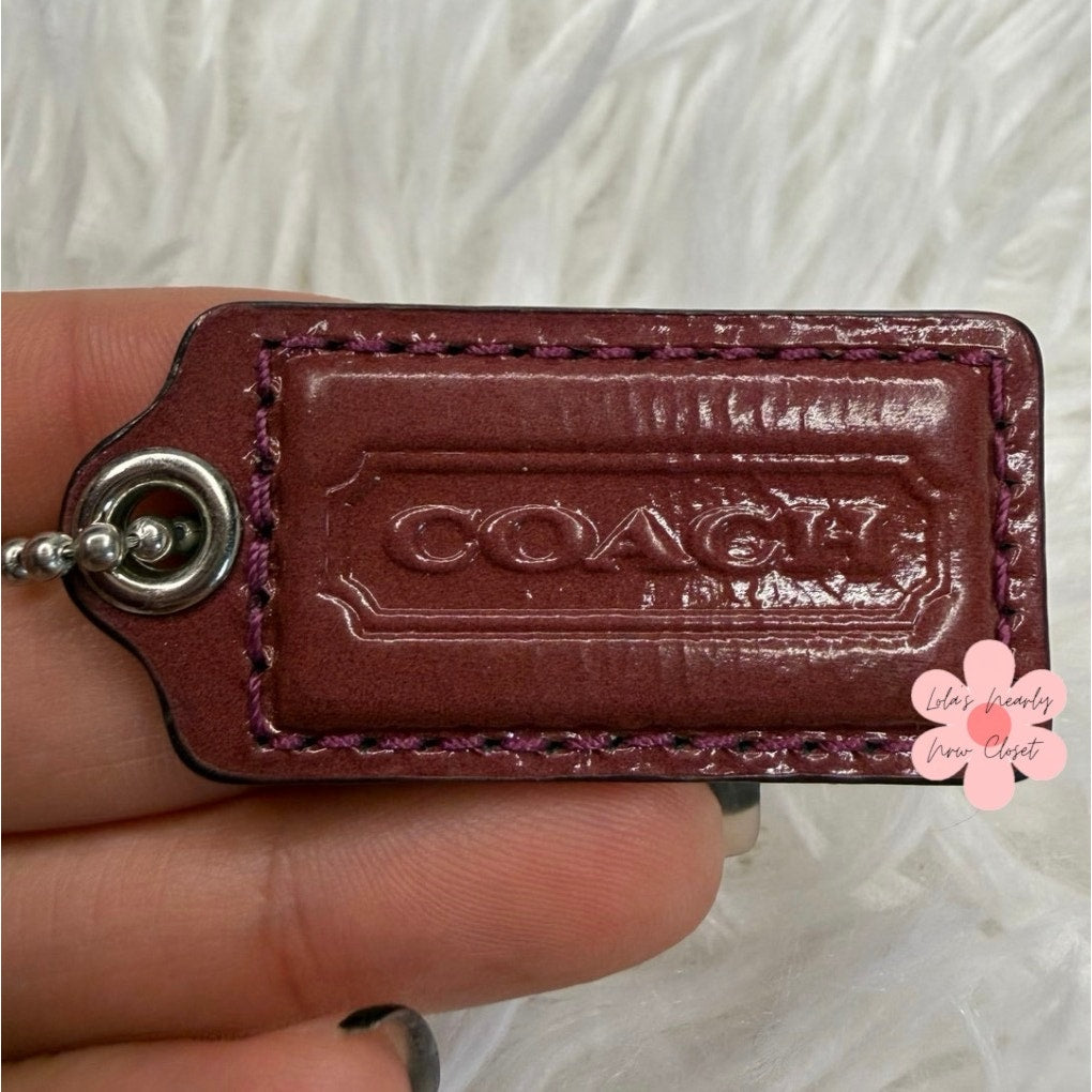 1.5" COACH Purple Fob Bag Charm Hang tag Hangtag