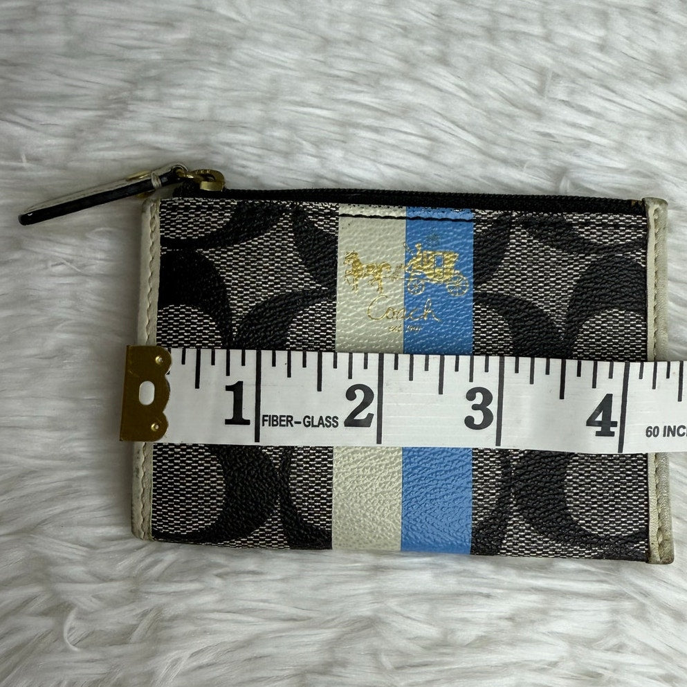 COACH Black Signature Double Strap Coin Purse Wallet