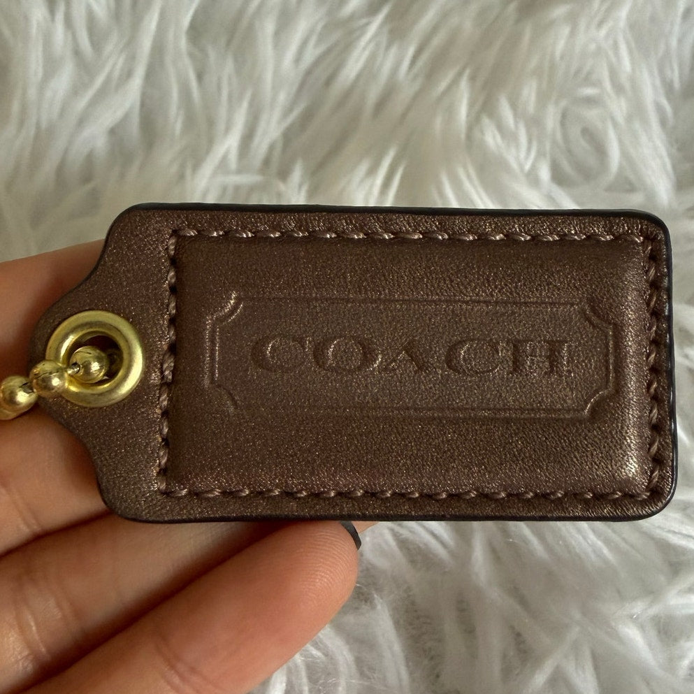 2" Coach Brown Fob Bag Charm Hang tag Hangtag