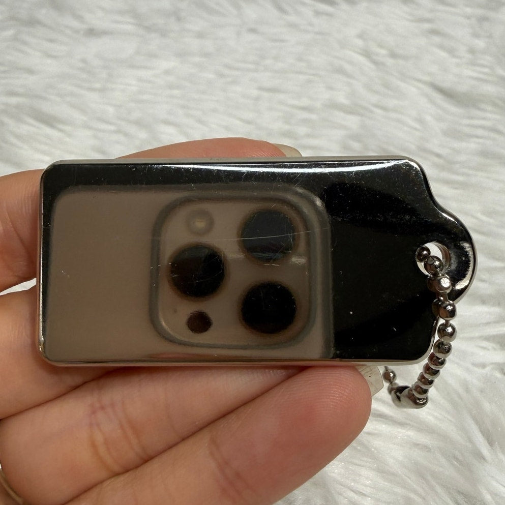 2" COACH Silver Metal Fob Bag Charm Hang tag Hangtag