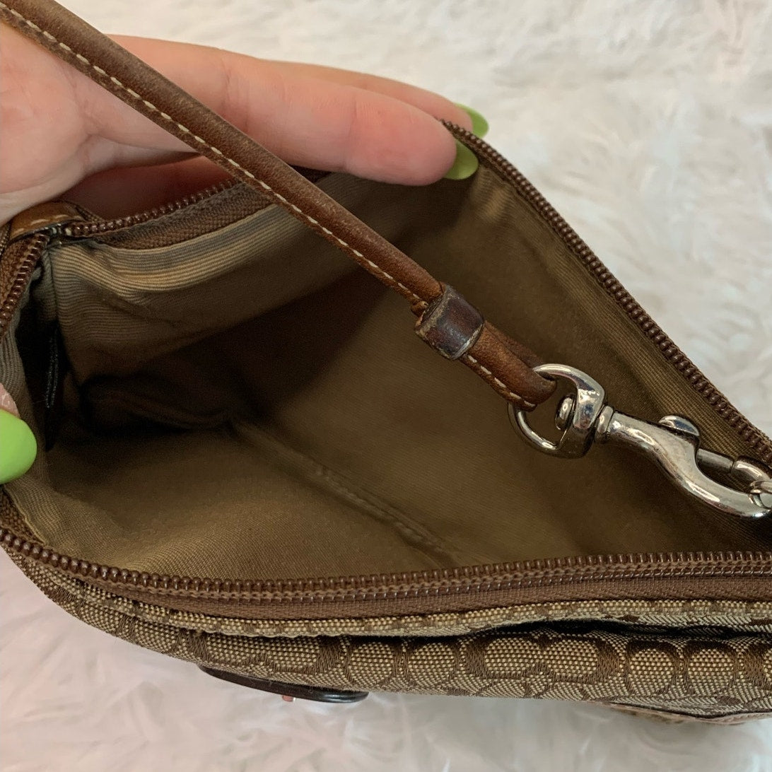 y2k COACH Brown Signature Canvas Wristlet