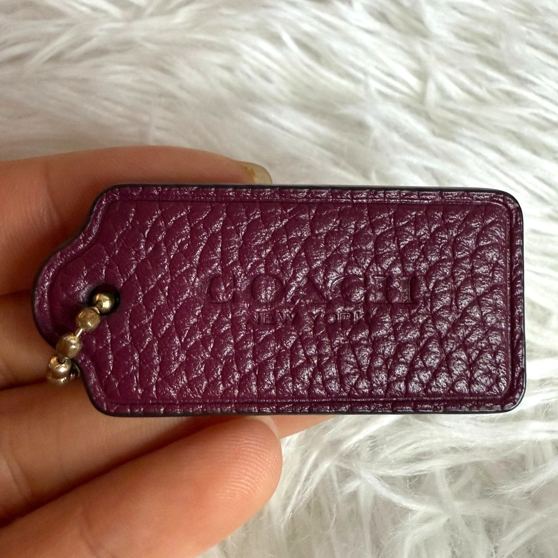 1.5" COACH Burgundy Fob Bag Charm Hang tag Hangtag