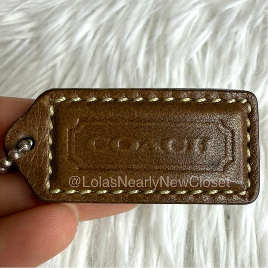 1.5" y2k COACH Brown Fob Bag Charm Hang tag Hangtag