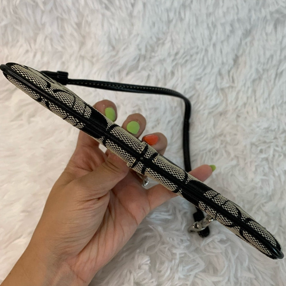 y2k COACH Black Gray Signature Canvas Wristlet