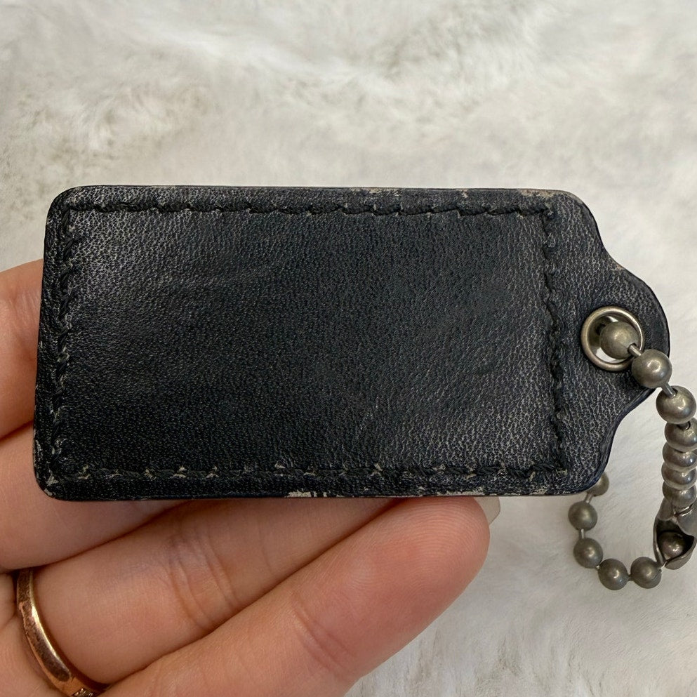 2" COACH Black Patent Leather Fob Bag Charm Hang tag Hangtag