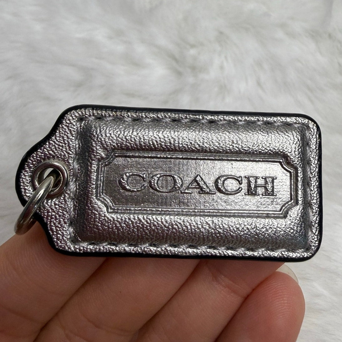 1.5" COACH Silver Fob Bag Charm Hang tag Hangtag