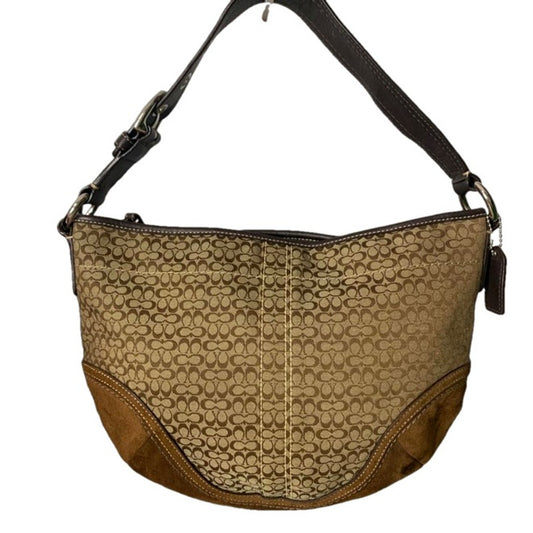 COACH Brown Signature Canvas Hobo Shoulder Bag