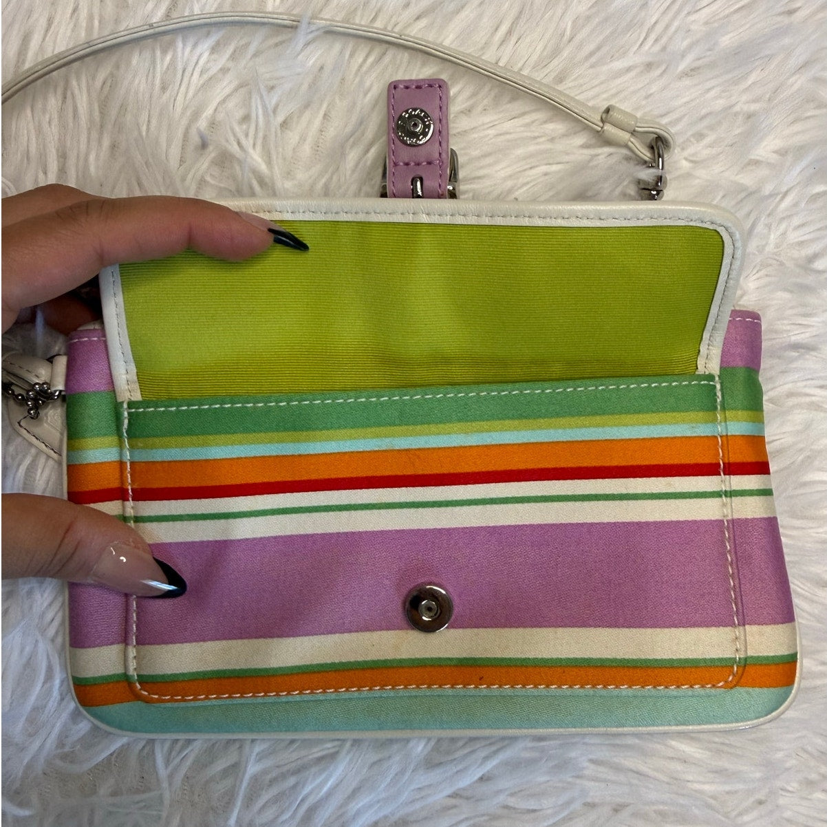 y2k COACH Hampton Striped Wristlet