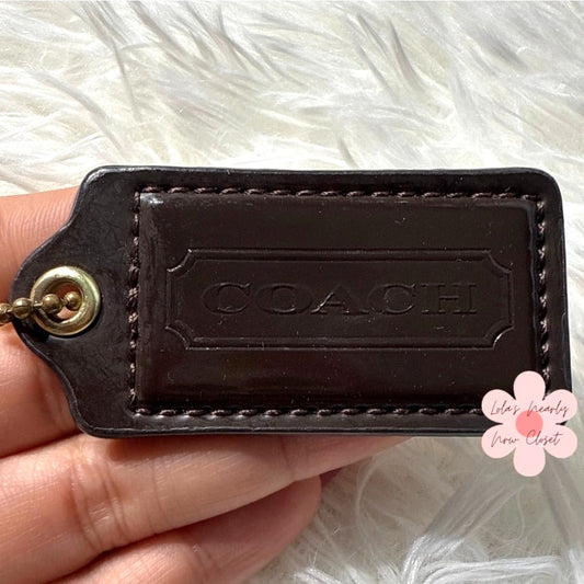 2” COACH Brown Fob Bag Charm Hang tag Hangtag