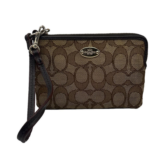 COACH Brown Signature Canvas Wristlet