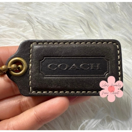 2” COACH Brown Fob Bag Charm Hang tag Hangtag
