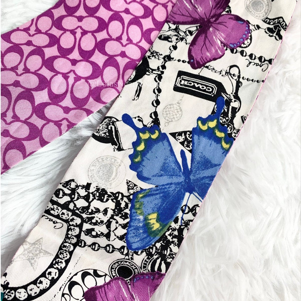 y2k Coach Vintage Butterfly Heart Reversible Scarf