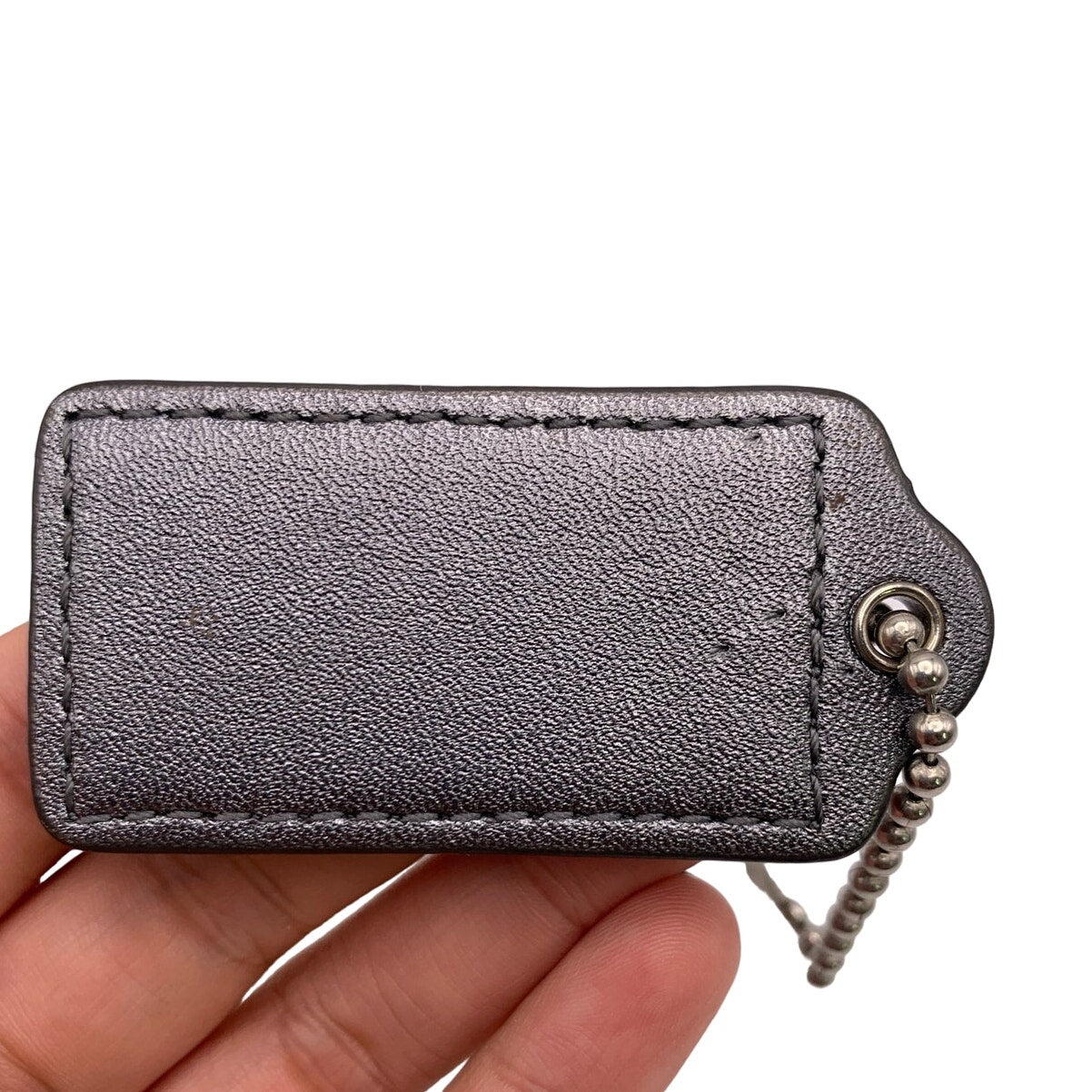 2" COACH Metallic Silver Fob Bag Charm Hang tag Hangtag