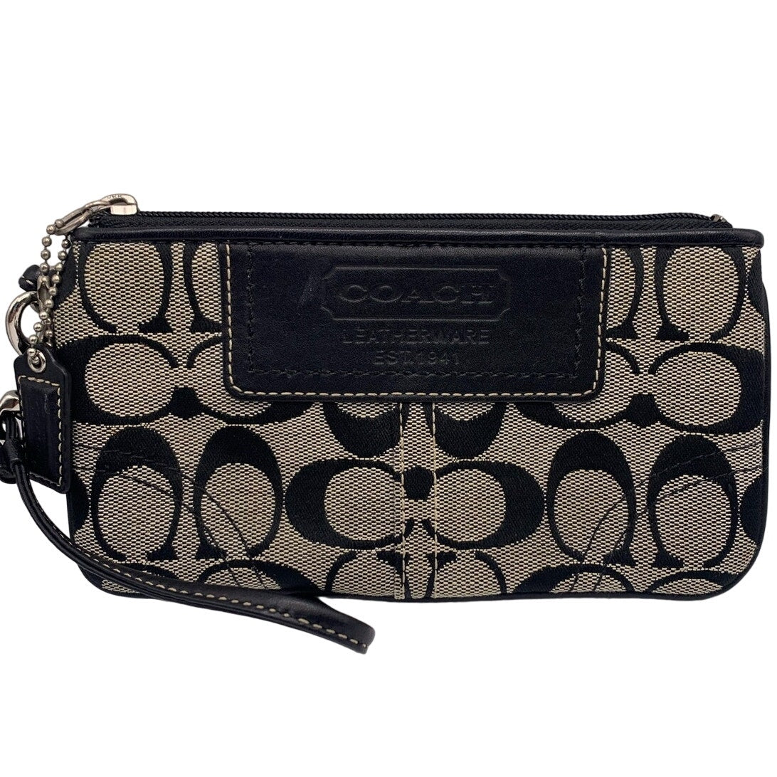 Y2K COACH Black Gray Signature Canvas Wristlet
