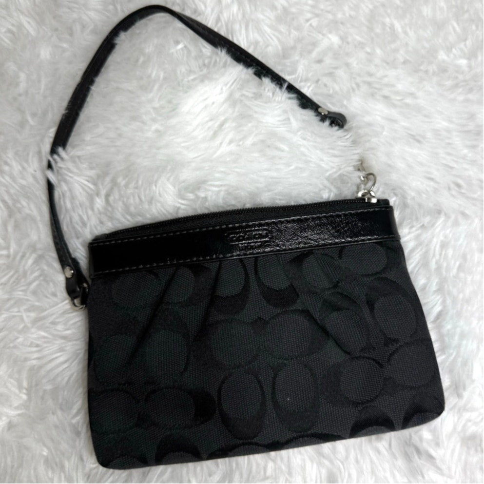 Coach Black Signature Canvas Wristlet