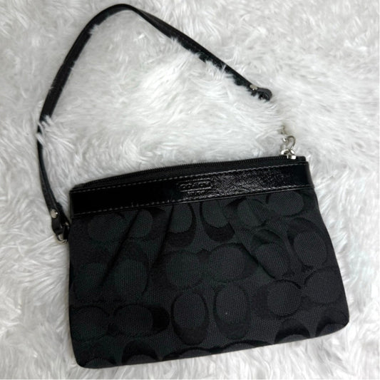 Coach Black Signature Canvas Wristlet