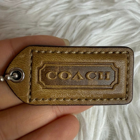1.5" y2k COACH Brown Fob Bag Charm Hang tag Hangtag