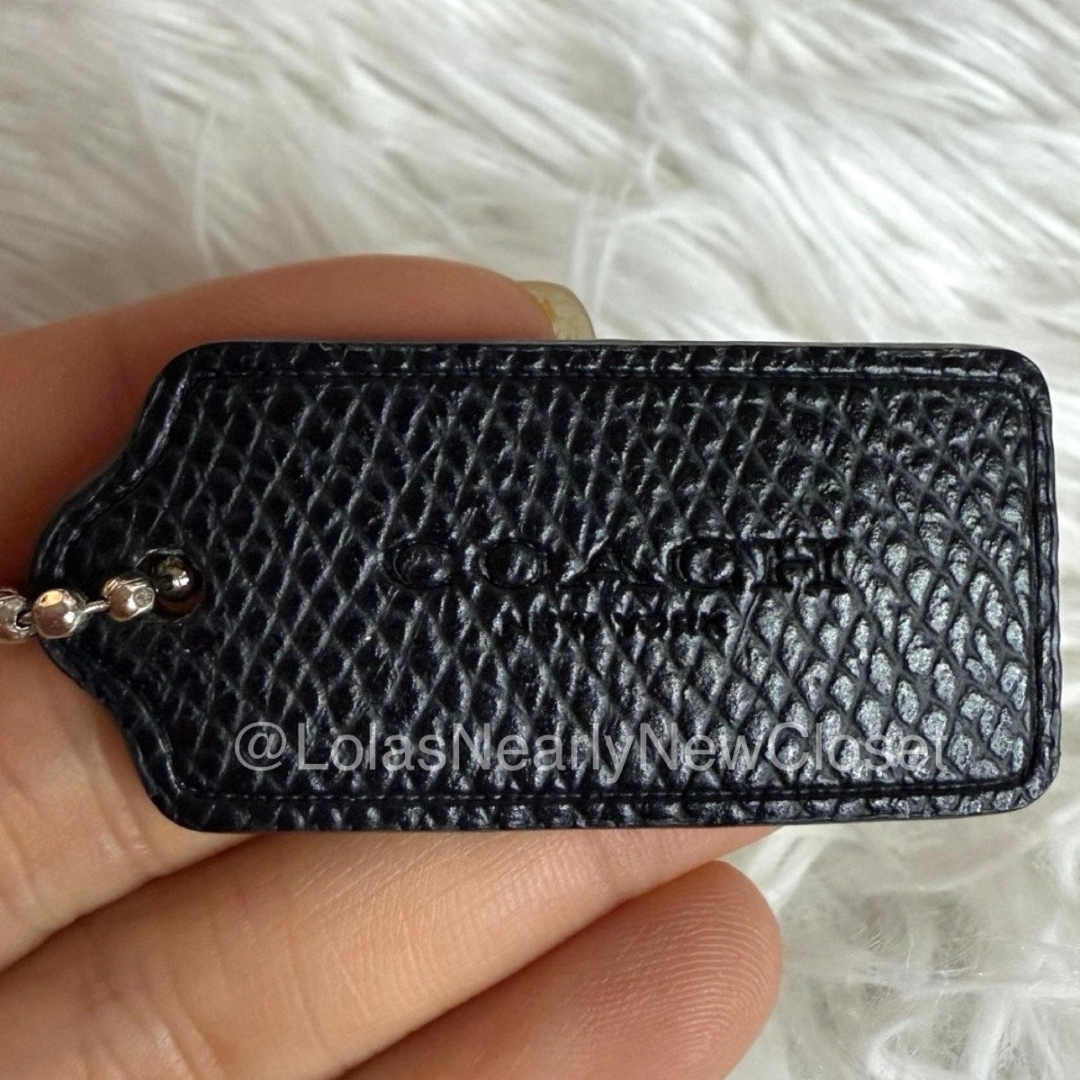 1.5" COACH Black Brown Fob Bag Charm Hang tag Hangtag