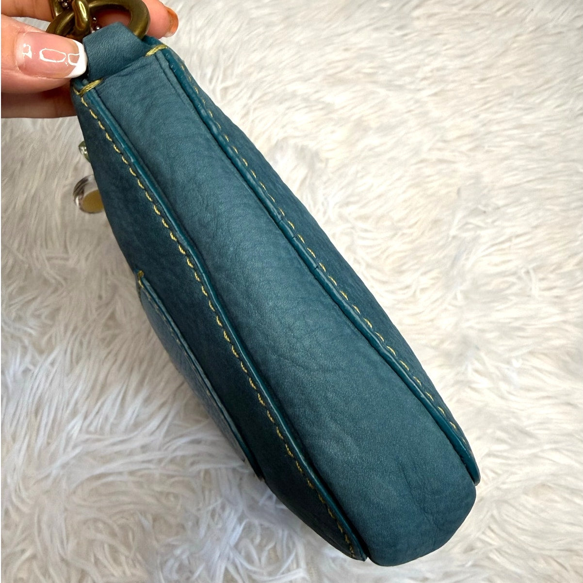 y2k COACH Vintage 9390 Suede Turnlock Mini Purse Shoulder Bag