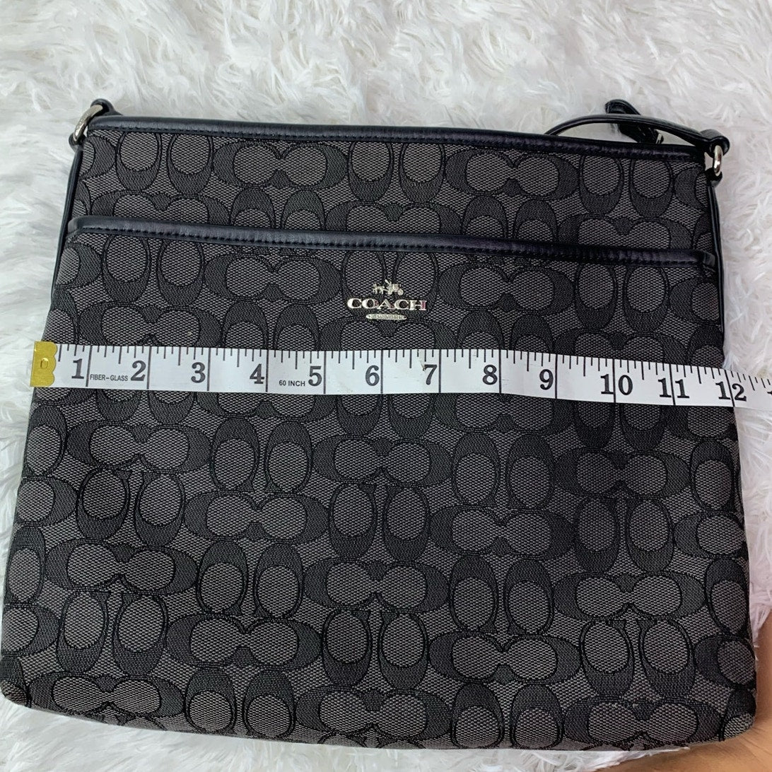 COACH Black and Gray Signature Jacquard Canvas Crossbody