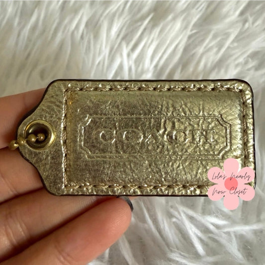 2" COACH Gold Fob Bag Charm Hang tag Hangtag