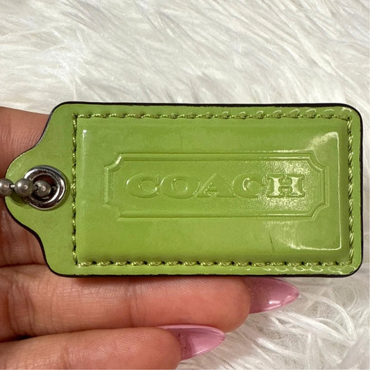 2" COACH Patent Leather Lime Green Fob Bag Charm Hang tag Hangtag