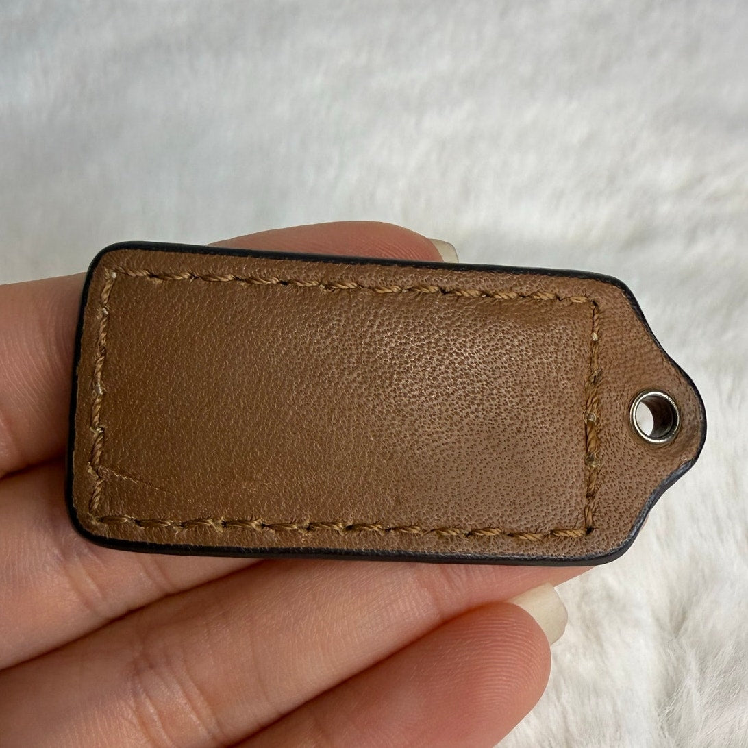 1.5” COACH Brown Fob Bag Charm Hang tag Hangtag