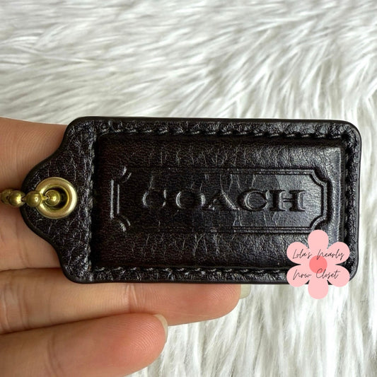 2" y2k COACH Dark Brown Fob Bag Charm Hang tag Hangtag
