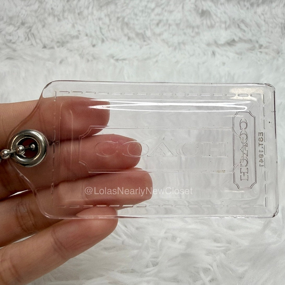 3" COACH Poppy Clear Fob Bag Charm Hang tag Hangtag