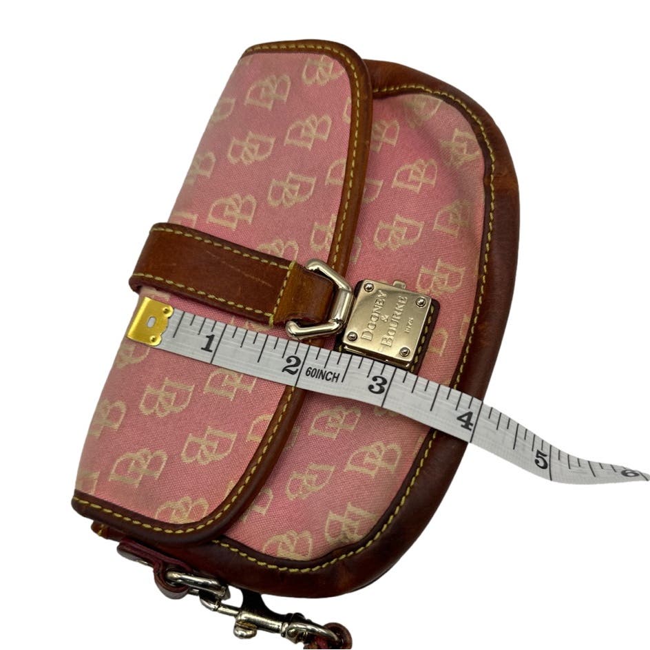 DOONEY & BOURKE Pink and Brown Signature Canvas Wristlet