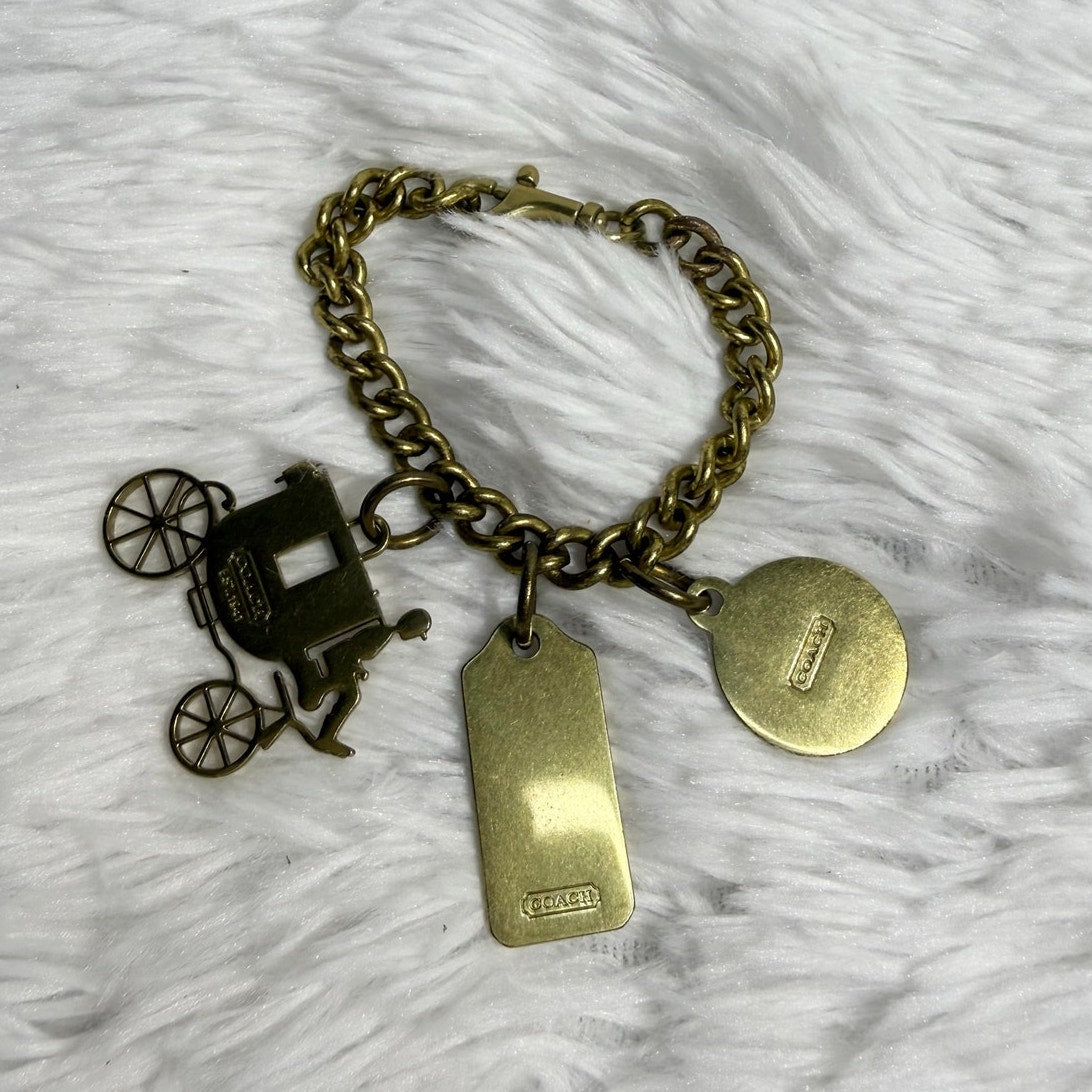 Vintage Coach Metal Horse and Carriage Bag Charm Keychain Key Fob