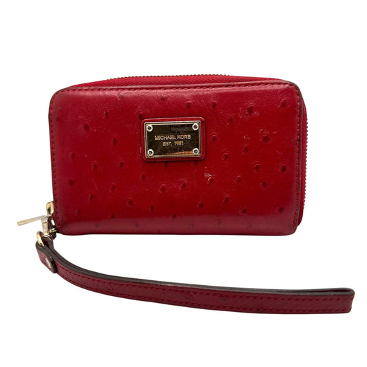 MICHAEL KORS est 1981 Red Ostrich Zip Around Small Wallet