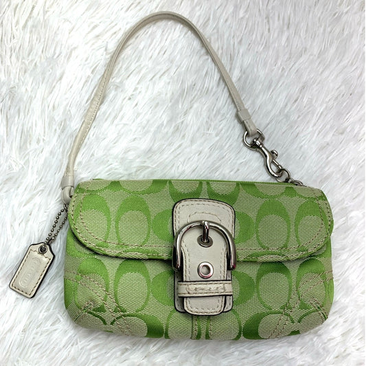 COACH y2k Lime Green Signature Canvas Wristlet