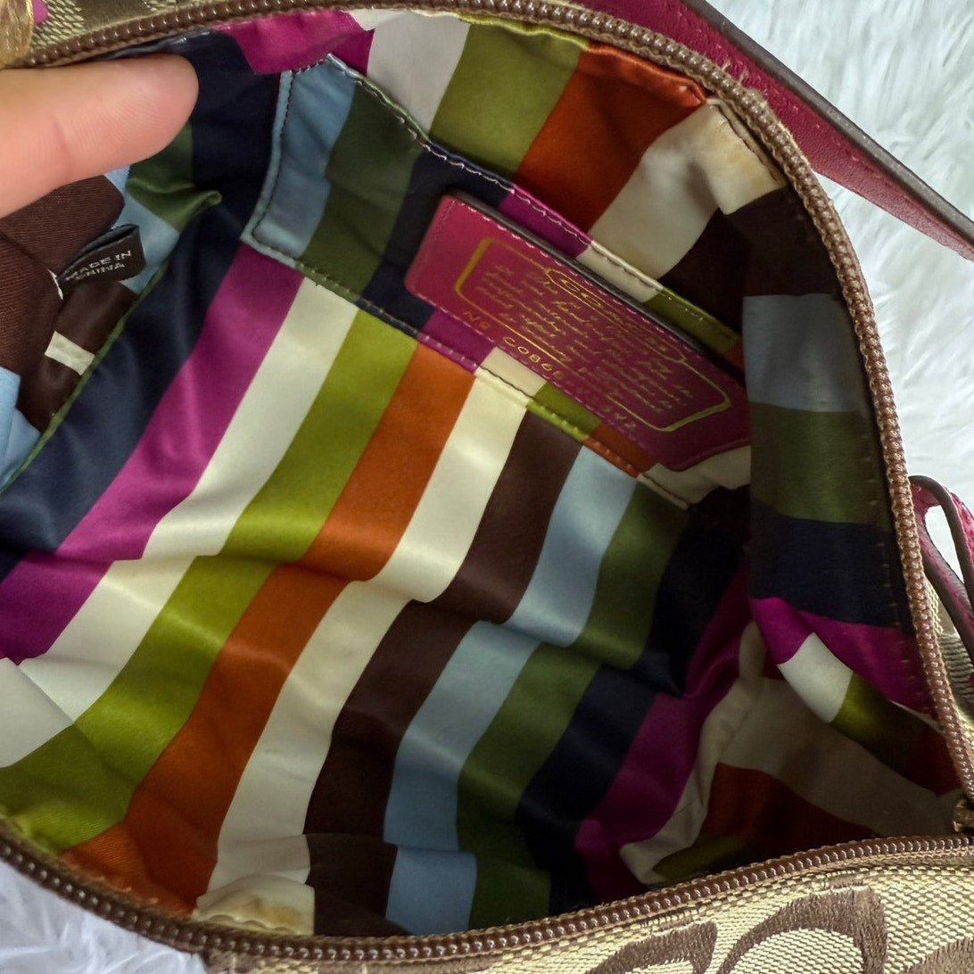 y2k COACH Legacy Stripe Signature Canvas  Mini Purse Shoulder Bag Wristlet