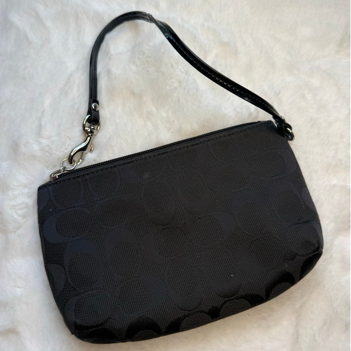 Coach Black Signature Turnlock Wristlet