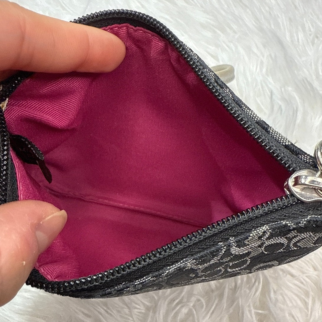 COACH Black Silver Signature Canvas Wristlet