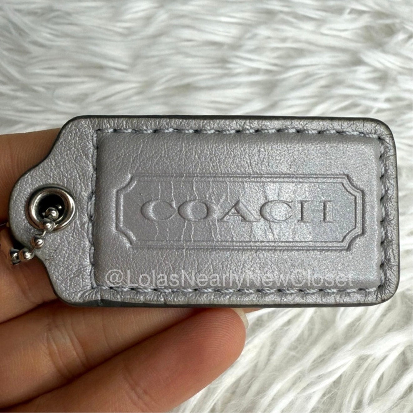 2" COACH Gray Fob Bag Charm Hang tag Hangtag