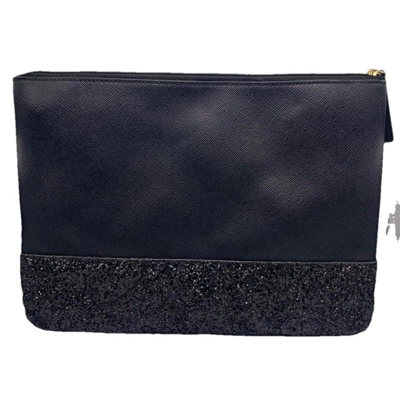 Kate Spade New York Black Glitter Pouch Make up Cosmetic Bag