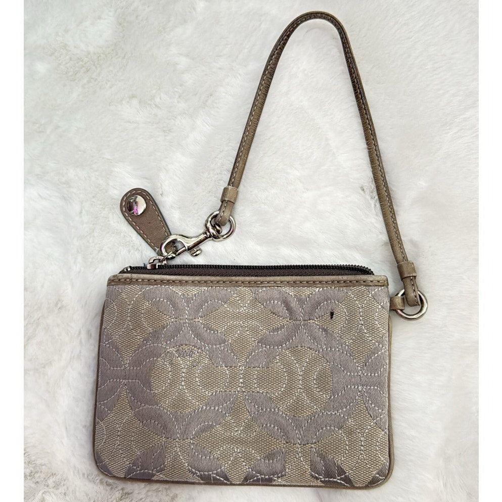 SALE COACH Gray Signature Canvas Wristlet