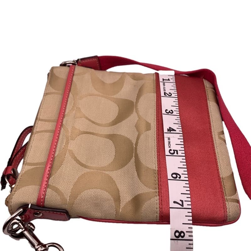 COACH Tan Pink Signature Canvas Crossbody