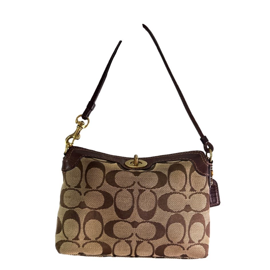 COACH Brown Signature Canvas Mini Purse / Wristlet