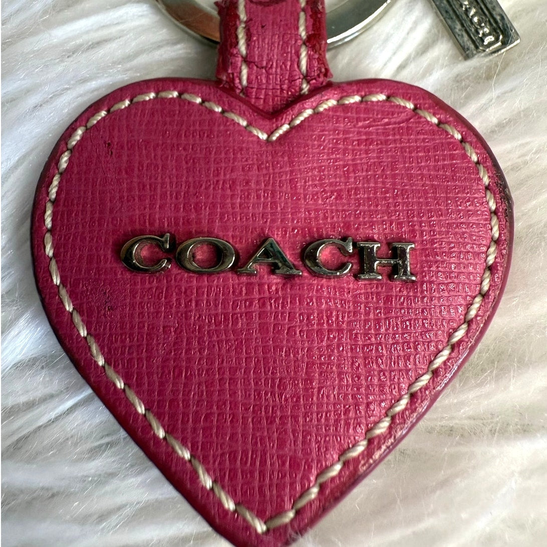 1.5" y2k COACH Pink Heart Bag Charm Key Fob