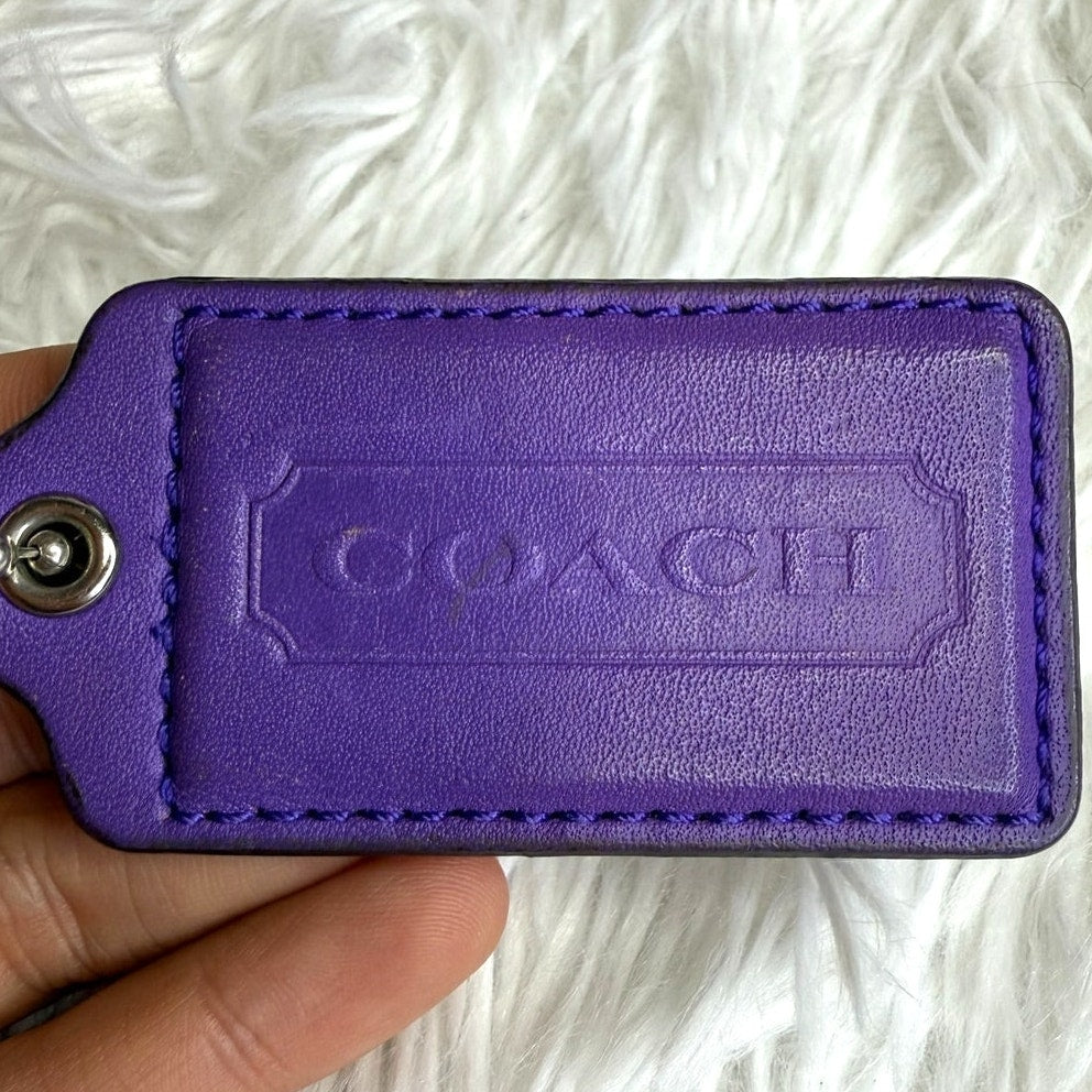 2.5" COACH Purple Fob Bag Charm Hang tag Hangtag