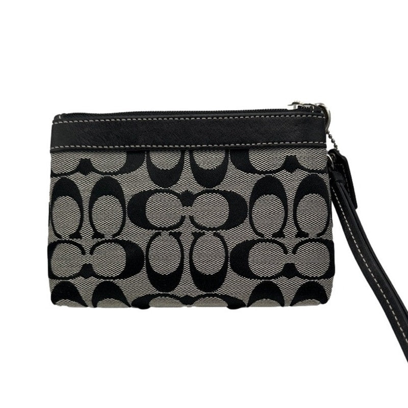 COACH Black and Gray Signature Canvas Wristlet