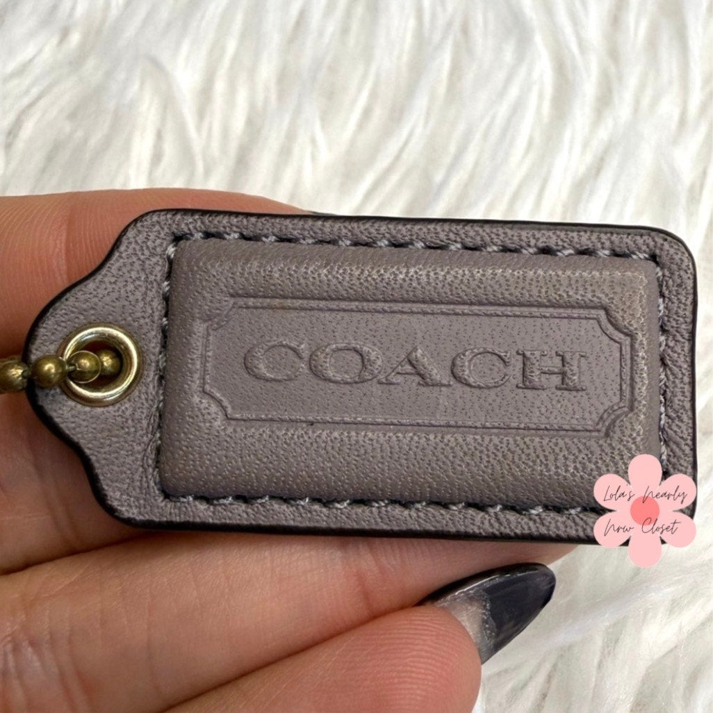 1.5” COACH Gray Fob Bag Charm Hang tag Hangtag